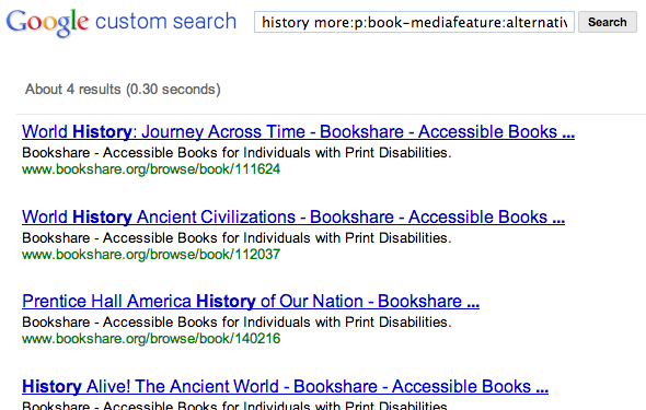 Screen Shot of Google Custom Search Engine