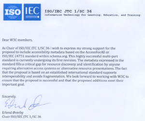 image of the letter from ISO/IEC, including logo and signature